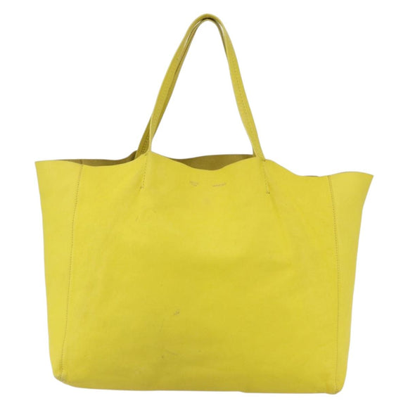 CELINE Horizontalkava Tote Bag Leather Yellow Gold Auth 149110