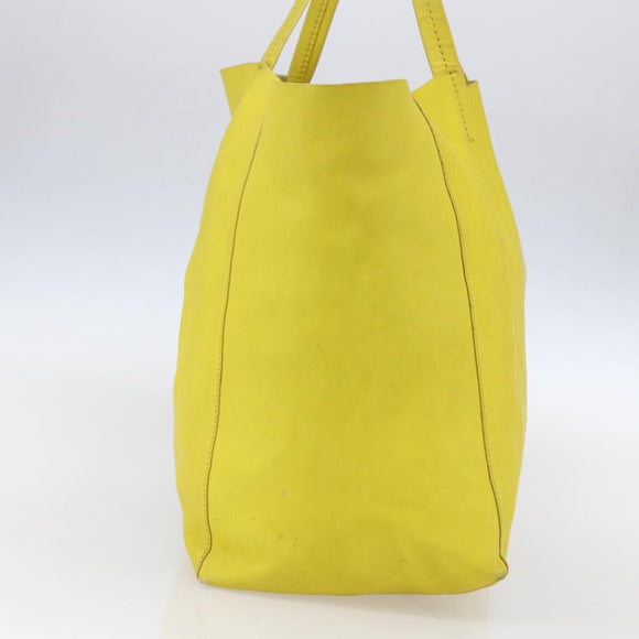 CELINE Horizontalkava Tote Bag Leather Yellow Gold Auth 149110