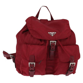 PRADA Backpack Nylon Red Silver Auth 149116
