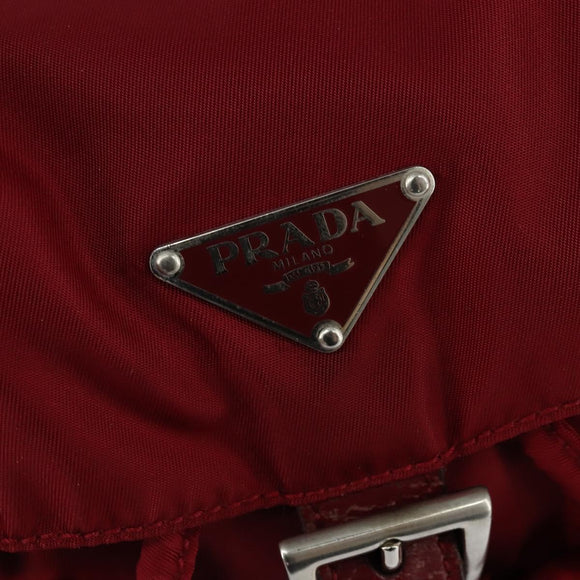 PRADA Backpack Nylon Red Silver Auth 149116