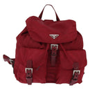 PRADA Backpack Nylon Red Silver Auth 149116-13