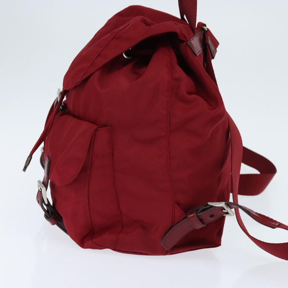 PRADA Backpack Nylon Red Silver Auth 149116