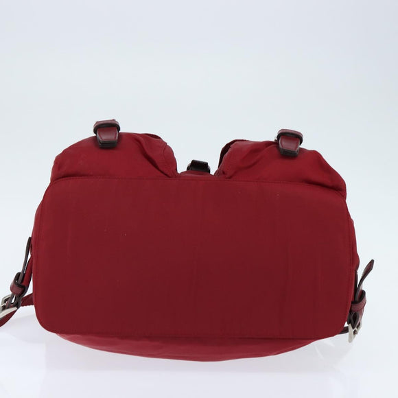 PRADA Backpack Nylon Red Silver Auth 149116