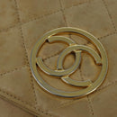 CHANEL Matelasse Chain Shoulder Bag Lamb Skin Beige Gold CC Auth 149120-17