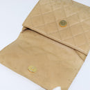 CHANEL Matelasse Chain Shoulder Bag Lamb Skin Beige Gold CC Auth 149120-10