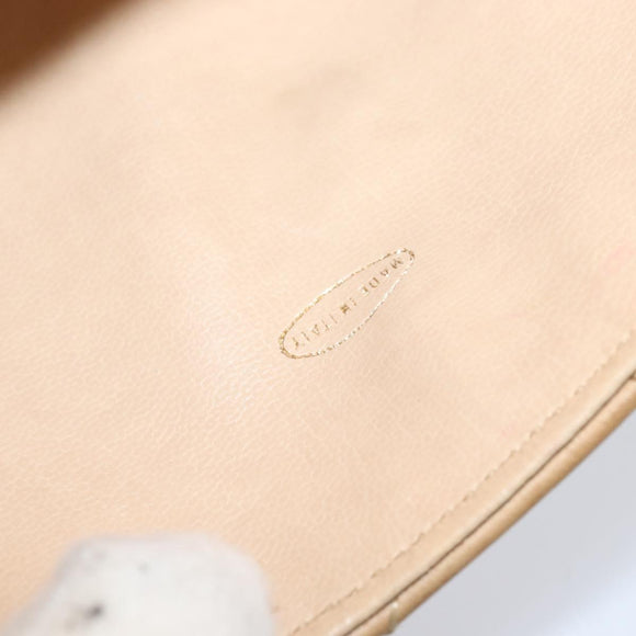 CHANEL Matelasse Chain Shoulder Bag Lamb Skin Beige Gold CC Auth 149120