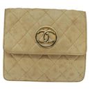 CHANEL Matelasse Chain Shoulder Bag Lamb Skin Beige Gold CC Auth 149120-13