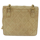 CHANEL Matelasse Chain Shoulder Bag Lamb Skin Beige Gold CC Auth 149120-2