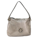 Salvatore Ferragamo Gancini Shoulder Bag Leather Silver Auth 149123-1