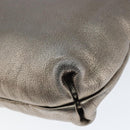 Salvatore Ferragamo Gancini Shoulder Bag Leather Silver Auth 149123-15