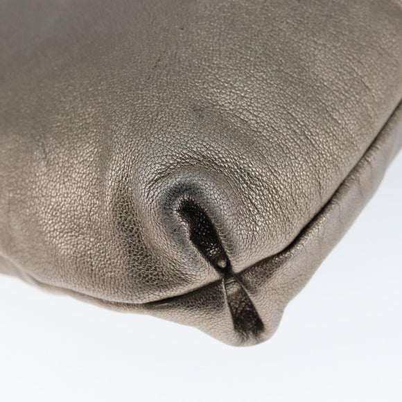 Salvatore Ferragamo Gancini Shoulder Bag Leather Silver Auth 149123