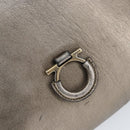 Salvatore Ferragamo Gancini Shoulder Bag Leather Silver Auth 149123-17