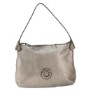 Salvatore Ferragamo Gancini Shoulder Bag Leather Silver Auth 149123-13