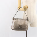 Salvatore Ferragamo Gancini Shoulder Bag Leather Silver Auth 149123-22