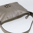 Salvatore Ferragamo Gancini Shoulder Bag Leather Silver Auth 149123-6