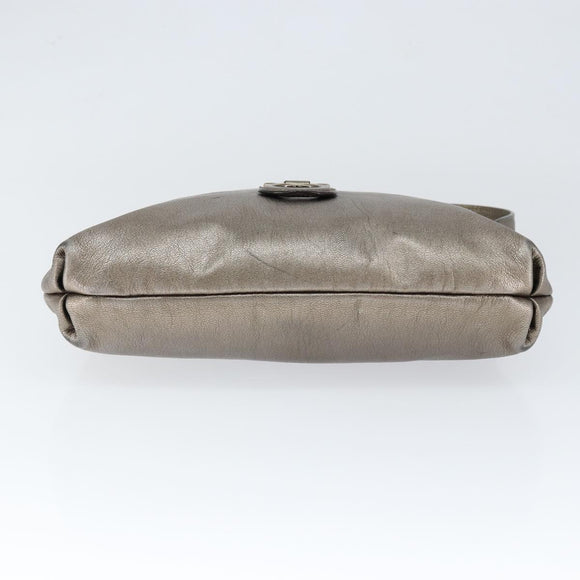 Salvatore Ferragamo Gancini Shoulder Bag Leather Silver Auth 149123