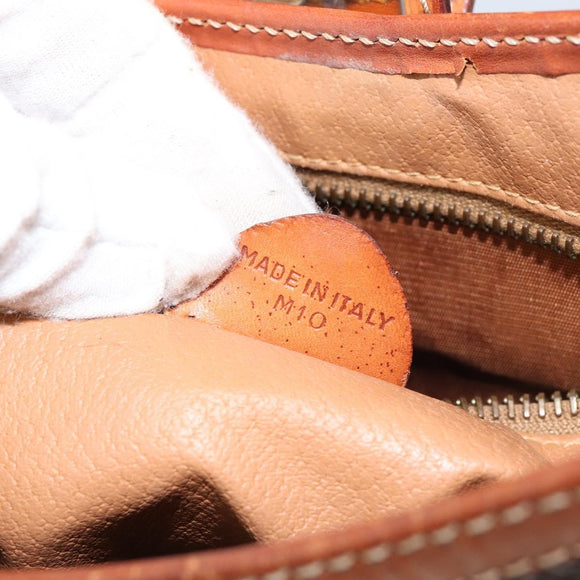 CELINE Macadam Canvas Shoulder Bag PVC Leather Brown Gold Auth 149126