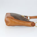 CELINE Macadam Canvas Shoulder Bag PVC Leather Brown Gold Auth 149126-3