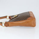 CELINE Macadam Canvas Shoulder Bag PVC Leather Brown Gold Auth 149126-4