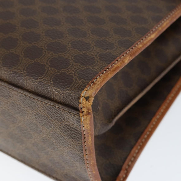 CELINE Macadam Canvas Hand Bag PVC Leather Brown Gold Auth 149127