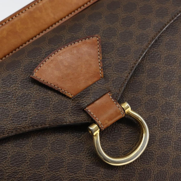 CELINE Macadam Canvas Hand Bag PVC Leather Brown Gold Auth 149127