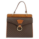 CELINE Macadam Canvas Hand Bag PVC Leather Brown Gold Auth 149127-13