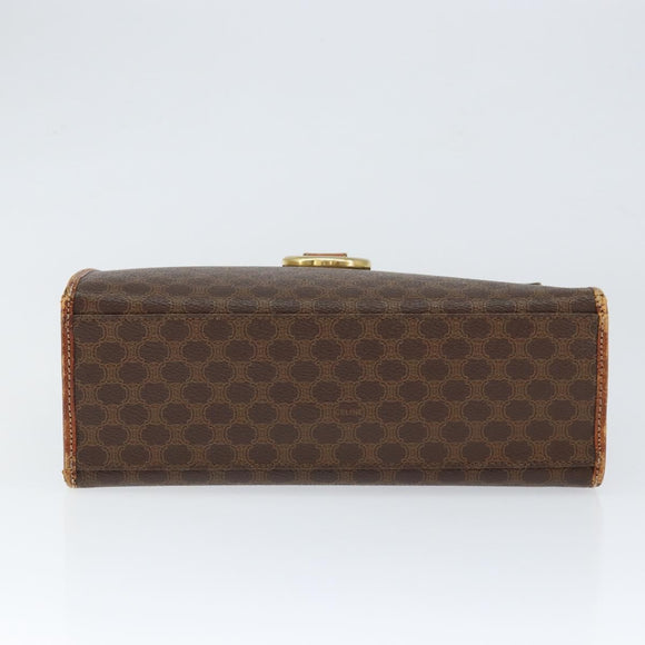 CELINE Macadam Canvas Hand Bag PVC Leather Brown Gold Auth 149127