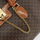 CELINE Macadam Canvas Hand Bag PVC Leather Brown Gold Auth 149128-18