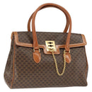 CELINE Macadam Canvas Hand Bag PVC Leather Brown Gold Auth 149128-1