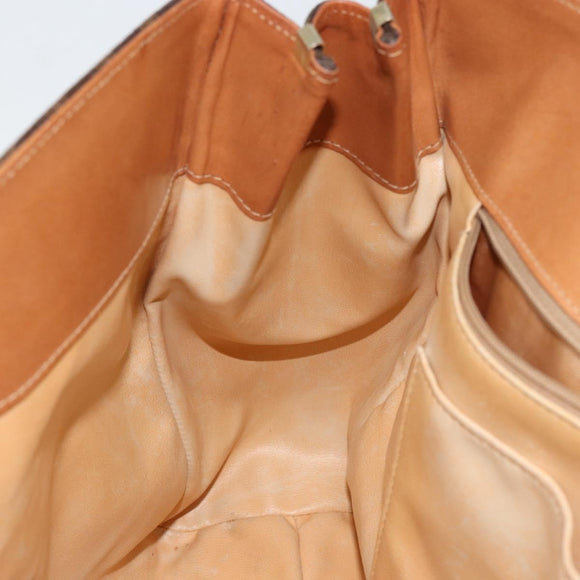 CELINE Macadam Canvas Hand Bag PVC Leather Brown Gold Auth 149128