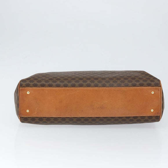 CELINE Macadam Canvas Hand Bag PVC Leather Brown Gold Auth 149128