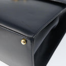 CELINE Circle Hand Bag Leather Navy Gold Auth 149129-9