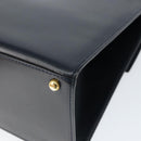 CELINE Circle Hand Bag Leather Navy Gold Auth 149129-15