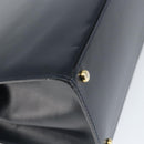 CELINE Circle Hand Bag Leather Navy Gold Auth 149129-16