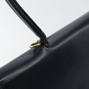 CELINE Circle Hand Bag Leather Navy Gold Auth 149129-10