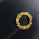 CELINE Circle Hand Bag Leather Navy Gold Auth 149129-17
