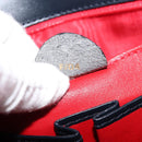 CELINE Circle Hand Bag Leather Navy Gold Auth 149129-12