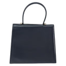 CELINE Circle Hand Bag Leather Navy Gold Auth 149129-2