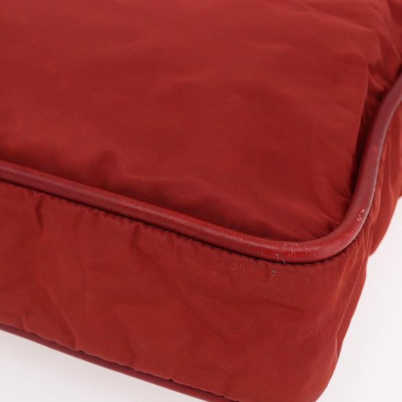 CELINE Tote Bag Nylon Red Gold Auth 149130