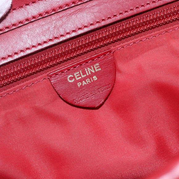 CELINE Tote Bag Nylon Red Gold Auth 149130