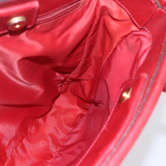 CELINE Tote Bag Nylon Rood Goud Auth 149130