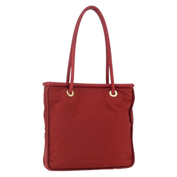CELINE Tote Bag Nylon Red Gold Auth 149130