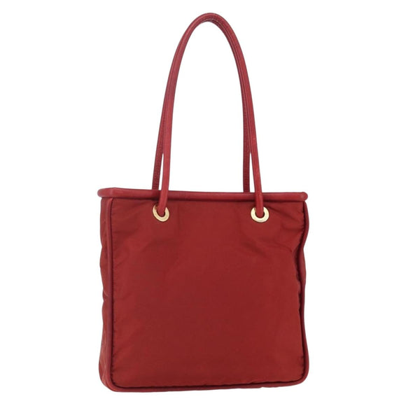 CELINE Tote Bag Nylon Rood Goud Auth 149130