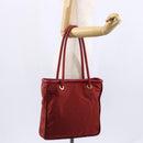 CELINE Tote Bag Nylon Red Gold Auth 149130-21