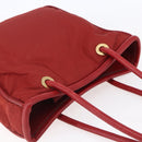 CELINE Tote Bag Nylon Red Gold Auth 149130-6