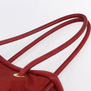 CELINE Tote Bag Nylon Red Gold Auth 149130-8