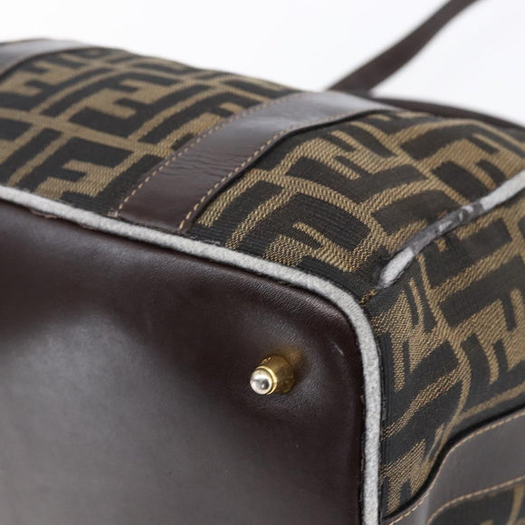 FENDI Zucca Canvas Hand Bag 2way Black Brown Auth 149131