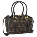 FENDI Zucca Canvas Hand Bag 2way Black Brown Auth 149131-1