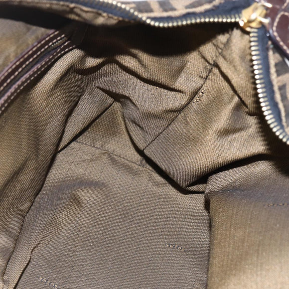 FENDI Zucca Canvas Hand Bag 2way Black Brown Auth 149131