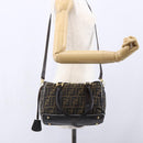 FENDI Zucca Canvas Hand Bag 2way Black Brown Auth 149131-26
